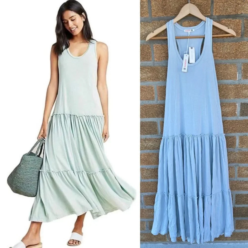 Sundry Women's Sleeveless Tiered Maxi Dress medium